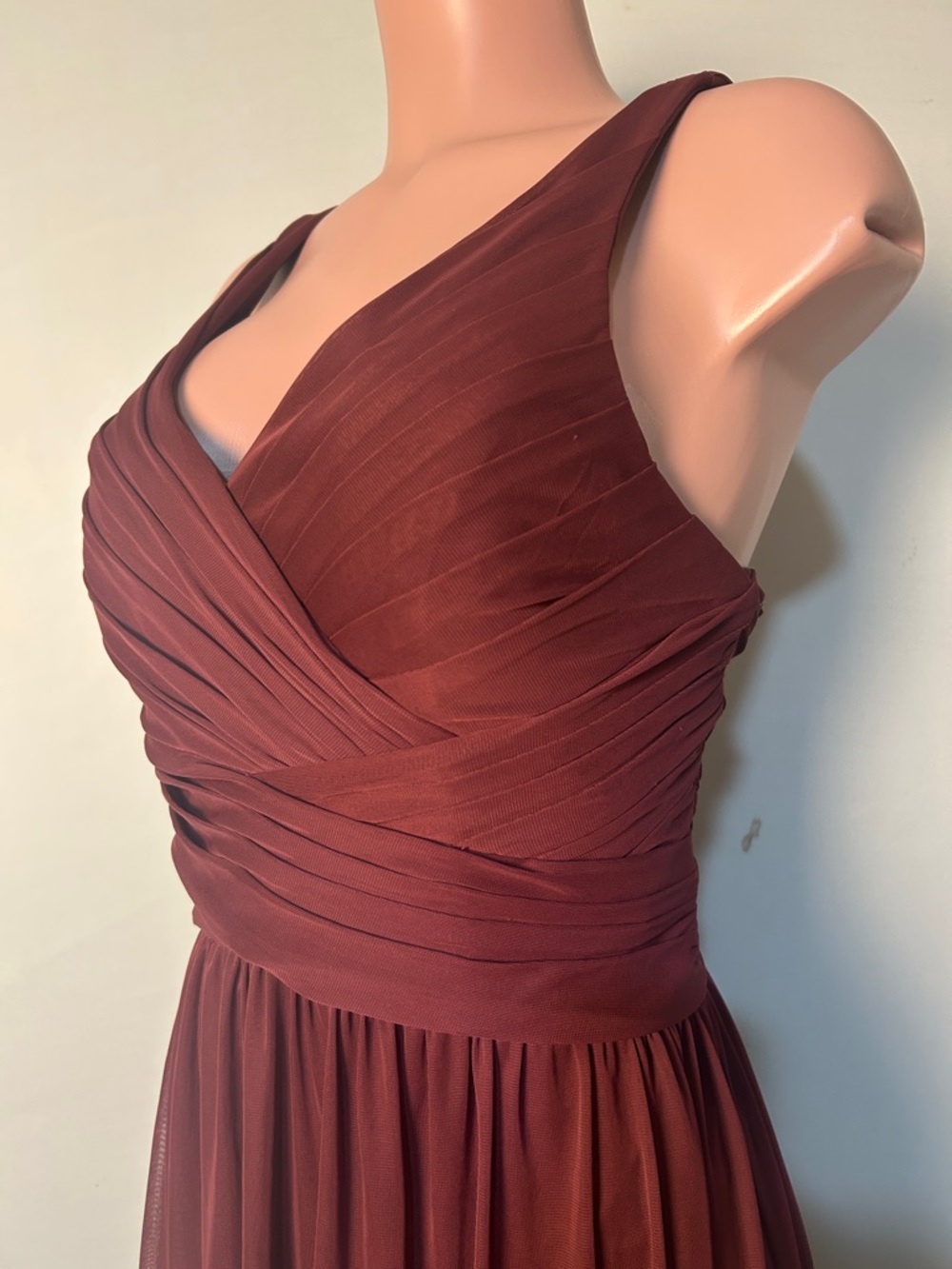 David’s Bridal Maxi Dress Burgundy Ruched Sleeveless Women's Size 12 - Picture 5 of 14